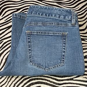 LOFT blue denim bootcut slit pocket jeans